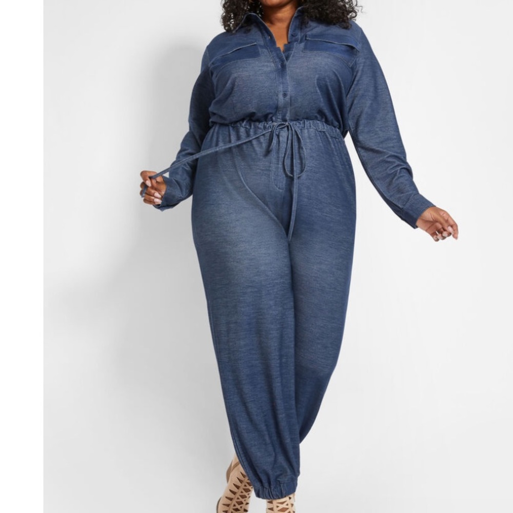 Plus size Stretch Denim Jumpsuit